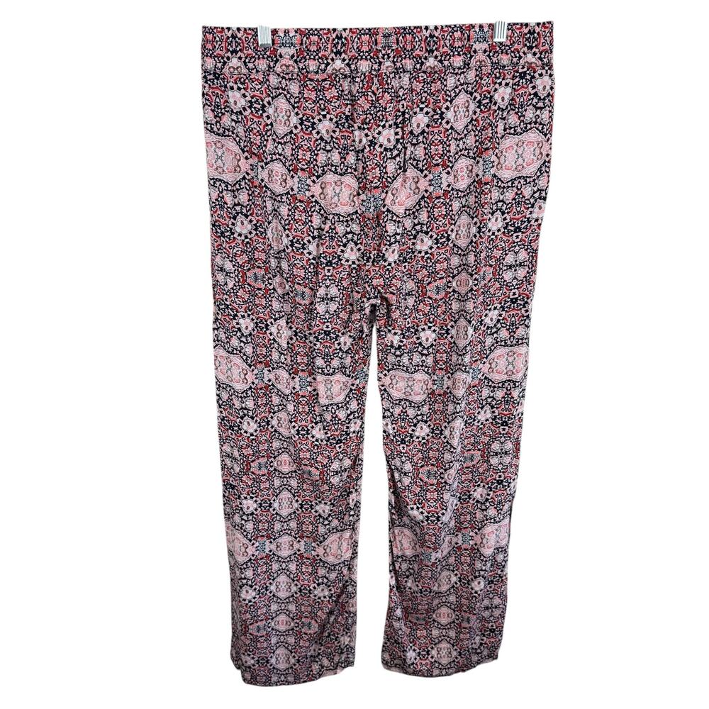 Hester & Orchard Colorful Patterned Lightweight Rayon Drawstring Casual Pants L - Picture 2 of 6